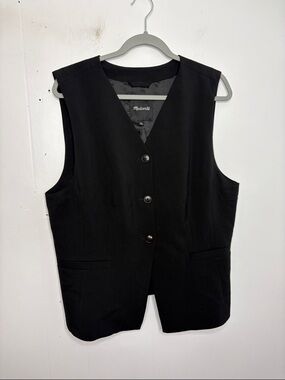 Madewell Vest Womens 16 Cutaway Long Tailored waistcoat Sleek Button Front